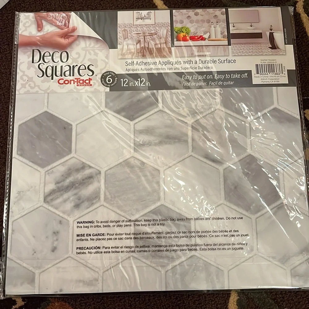 66 square feet deco squares contact brand self adhesive appliqués grey and white